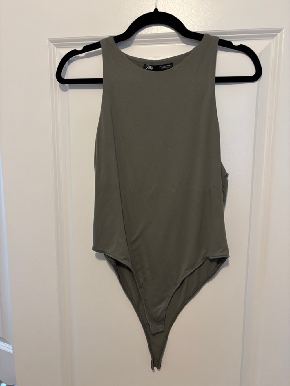 Zara Olive Green High-Neck Sleeveless Bodysuit